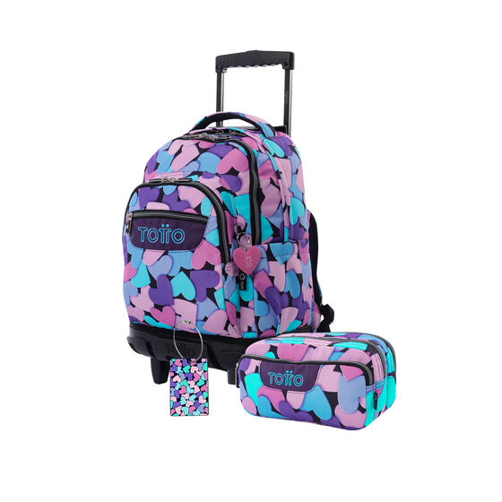 Kit escolar mochila de ruedas + estuche + complemento de maleta  Dear Blue image number 1
